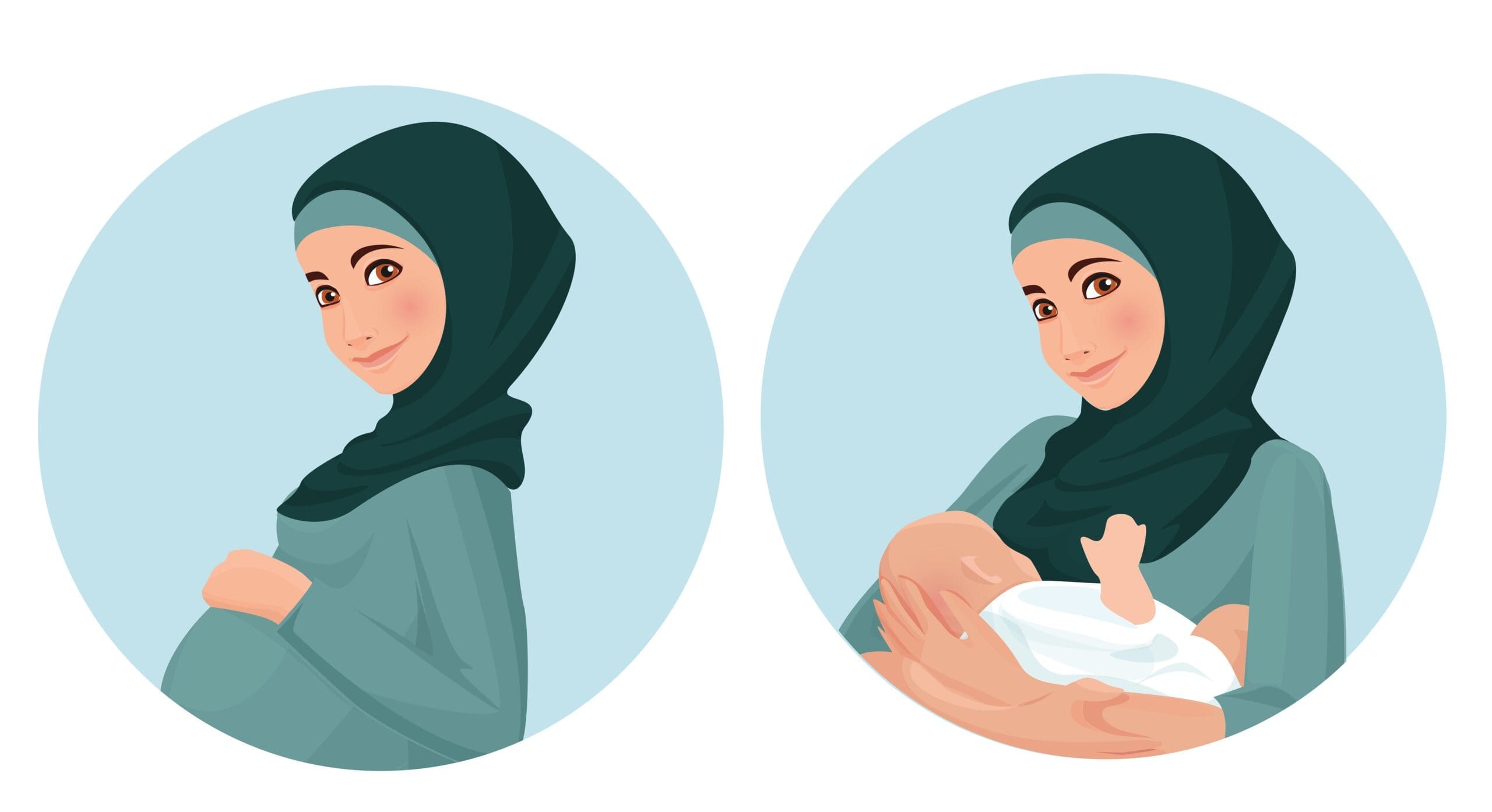 Print Pregnant Nursing Muslim Woman